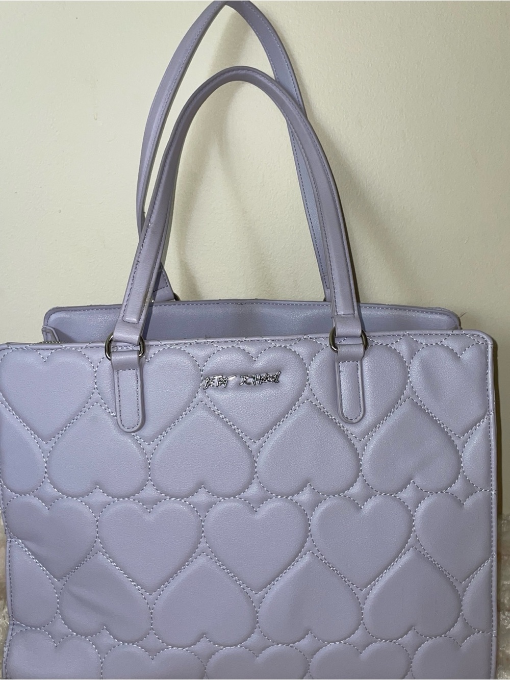 Lavender Heart-Quilted Tote Bag - Betsey Johnson NEW